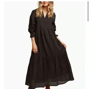 Able Black Long Sleeve Maxi Dress